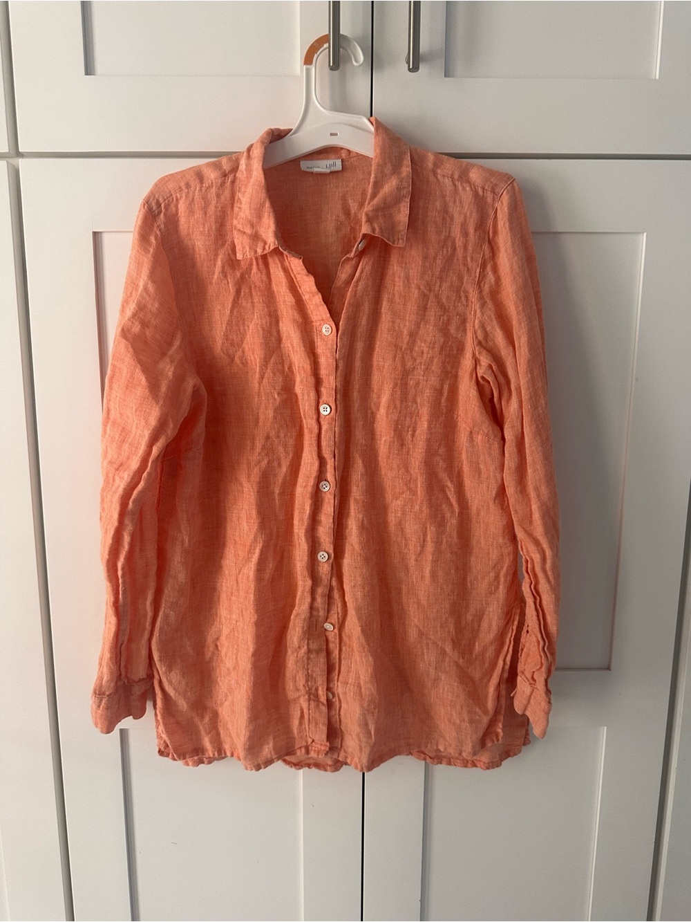 J. Jill Peach Button-Front Linen Shirt excellent condition Small